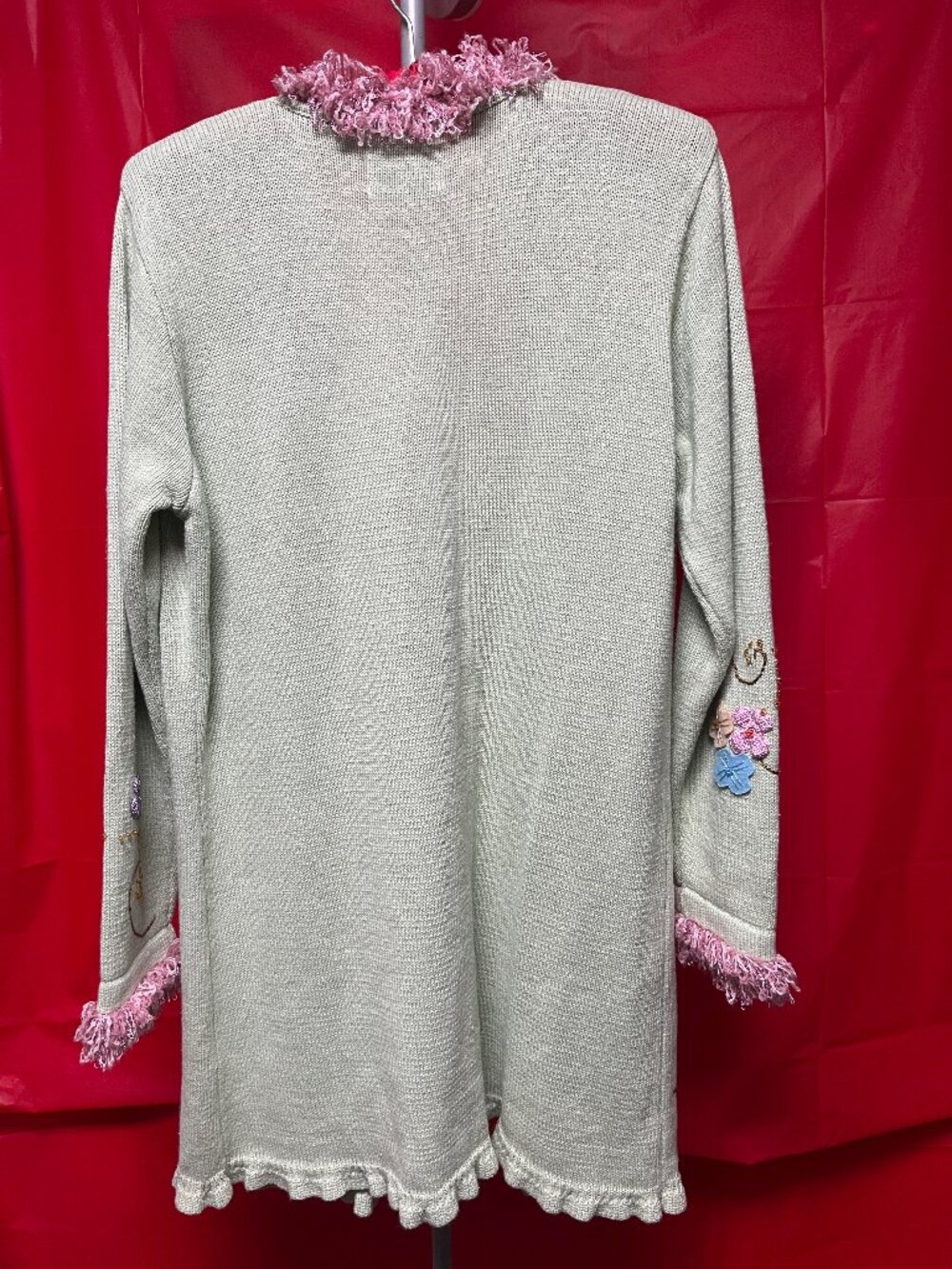 Storybook Knits lime green sweater coat, size medium - Picture 2 of 12